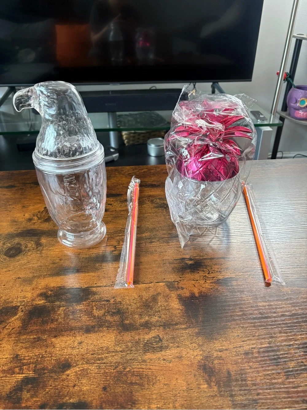 Collectible Pineapple & Eagle Cup Combo - Clear with Pink Accent